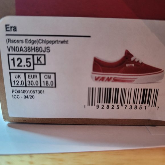 VANS ERA Racers edge RED size 12.5K - Picture 7 of 7